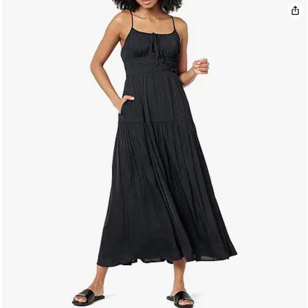 NWT The Drop Womens Tavia Tie-Front Tiered Maxi Dress